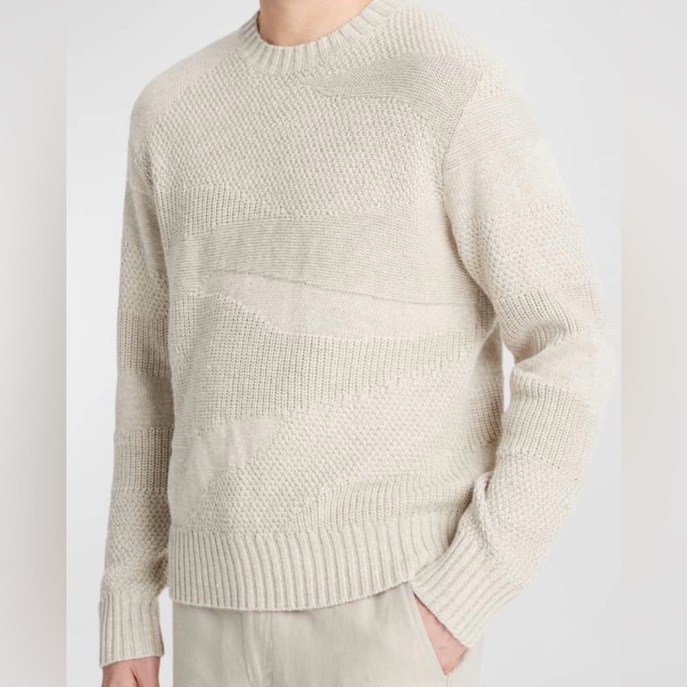 Vince Men's Textured Cream Crewneck Sweater